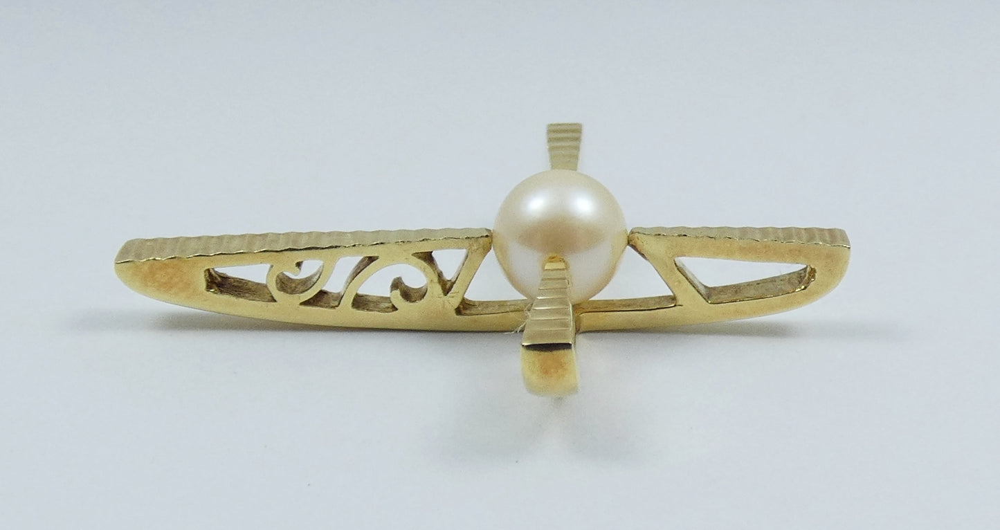 Vintage Solid 18ct Yellow Gold 6mm Pearl Large 33mm Cross Necklace Pendant 750