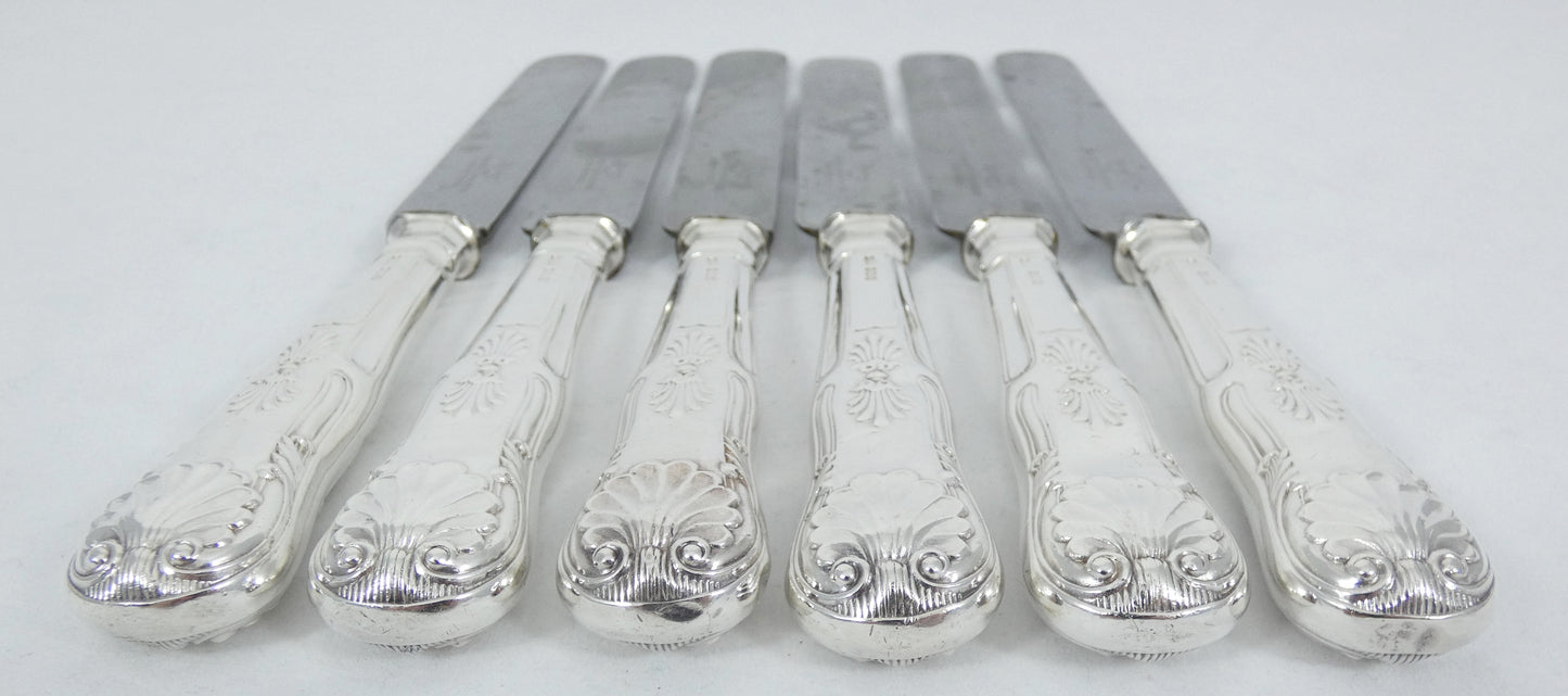Antique Edwardian 1909 16pc Sterling Silver Cutlery Set Kings Pattern Knife Fork