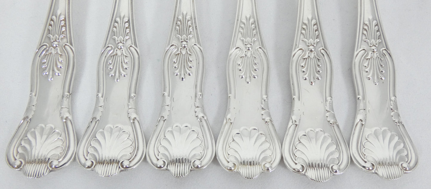 Antique Edwardian 1909 16pc Sterling Silver Cutlery Set Kings Pattern Knife Fork