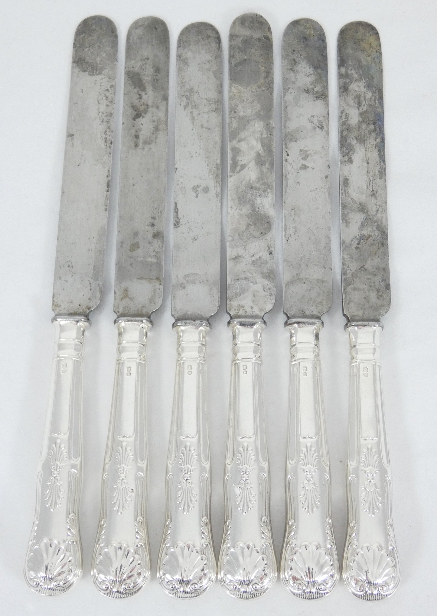 Antique Edwardian 1909 16pc Sterling Silver Cutlery Set Kings Pattern Knife Fork