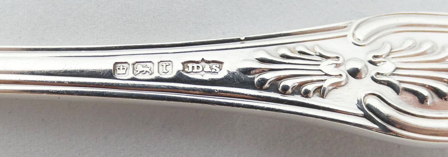 Antique Edwardian 1909 16pc Sterling Silver Cutlery Set Kings Pattern Knife Fork