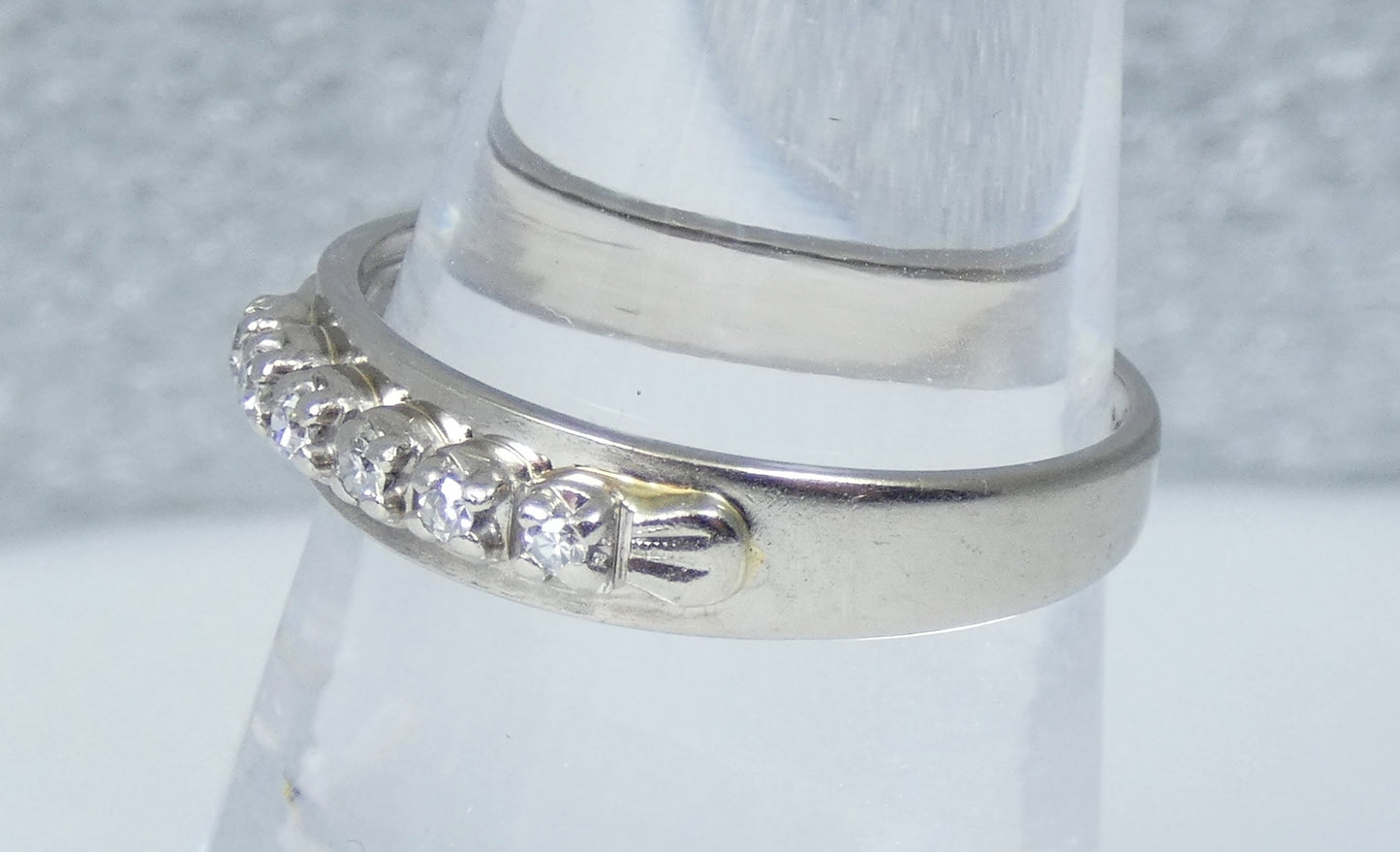 Vintage Solid 18ct White Gold & 6 Diamond Eternity Wedding Band Ring Size 7 N 54