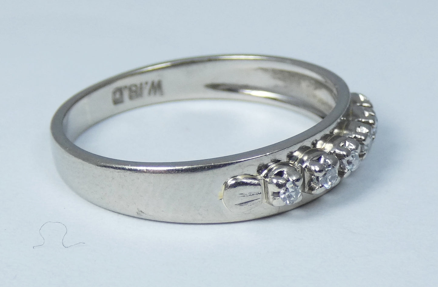 Vintage Solid 18ct White Gold & 6 Diamond Eternity Wedding Band Ring Size 7 N 54