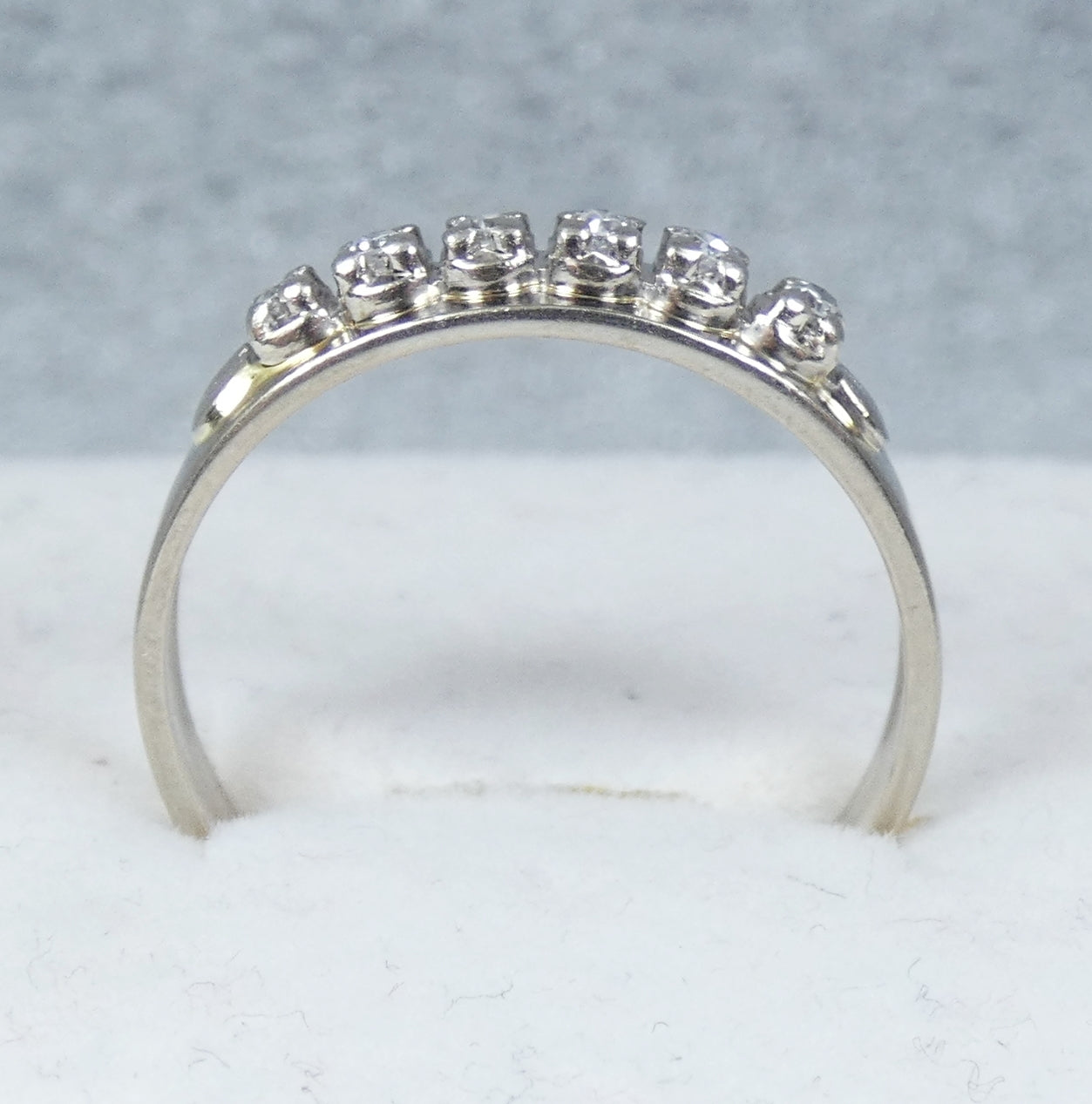 Vintage Solid 18ct White Gold & 6 Diamond Eternity Wedding Band Ring Size 7 N 54