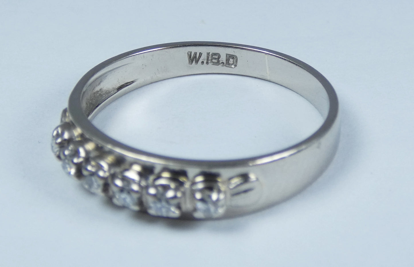 Vintage Solid 18ct White Gold & 6 Diamond Eternity Wedding Band Ring Size 7 N 54