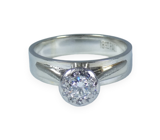 Vintage Solid 18ct White Gold .33ct Diamond Cluster Engagement Dress Ring 8 P 56