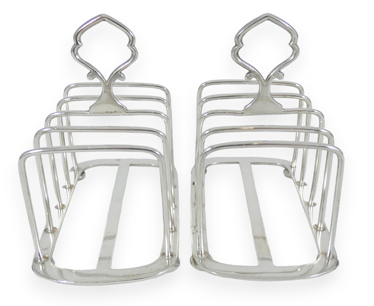 Antique Art Deco 1925 Hukin Heath Pair Sterling Silver Toast Racks Letter Holder