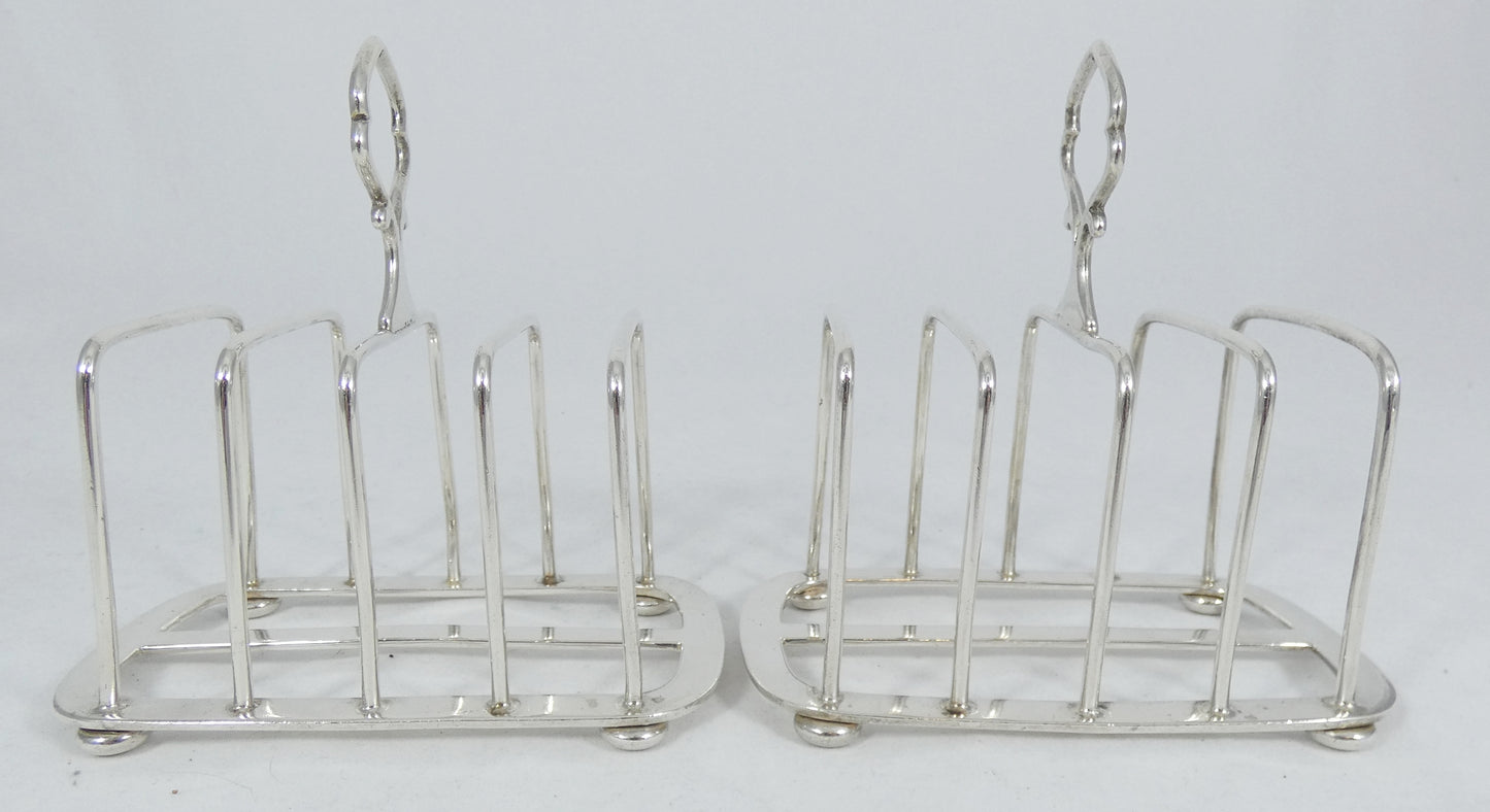 Antique Art Deco 1925 Hukin Heath Pair Sterling Silver Toast Racks Letter Holder