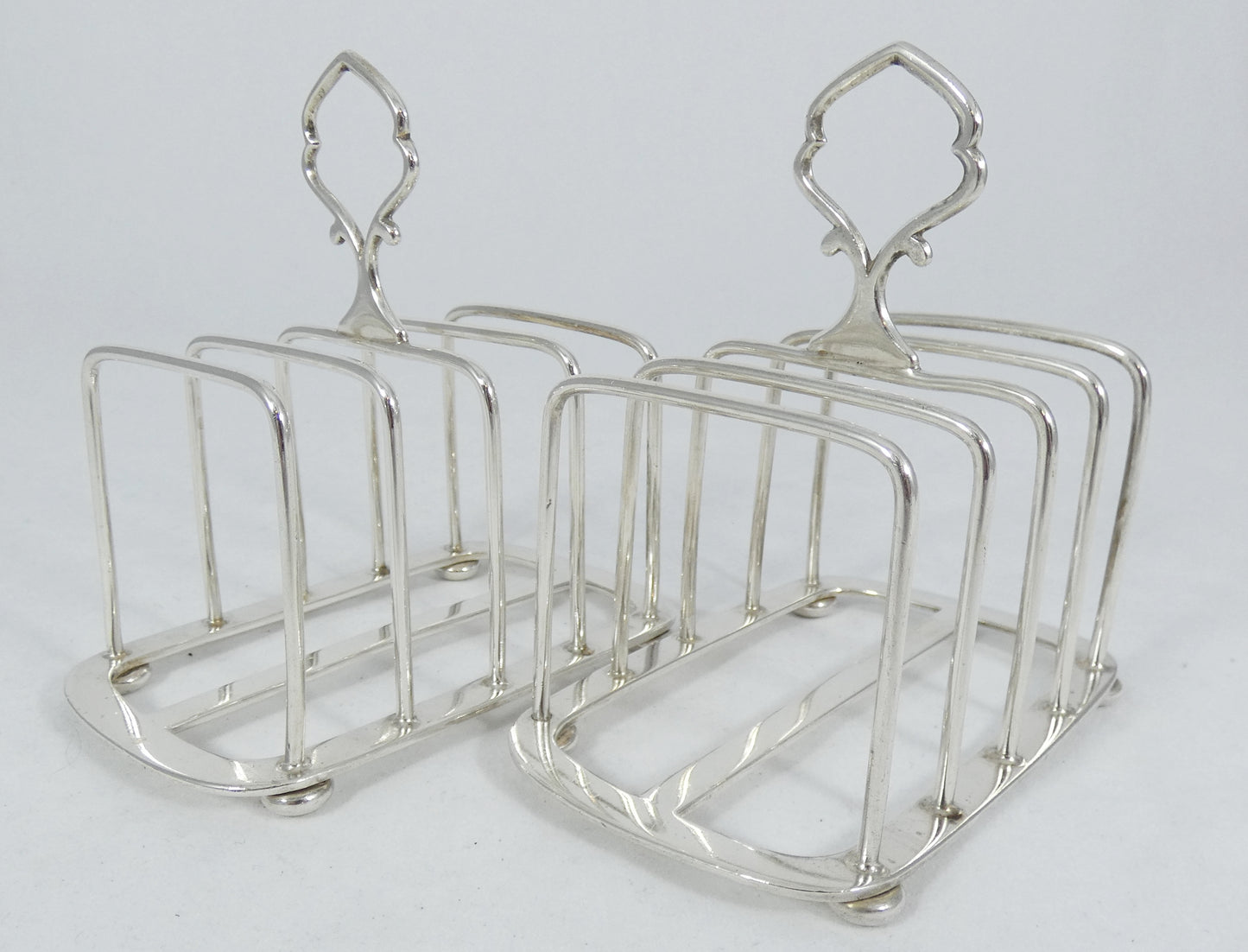 Antique Art Deco 1925 Hukin Heath Pair Sterling Silver Toast Racks Letter Holder