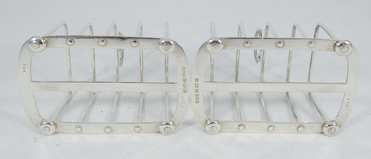 Antique Art Deco 1925 Hukin Heath Pair Sterling Silver Toast Racks Letter Holder