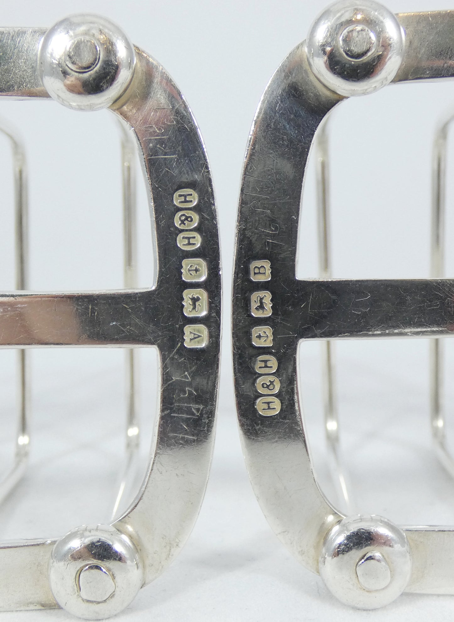 Antique Art Deco 1925 Hukin Heath Pair Sterling Silver Toast Racks Letter Holder