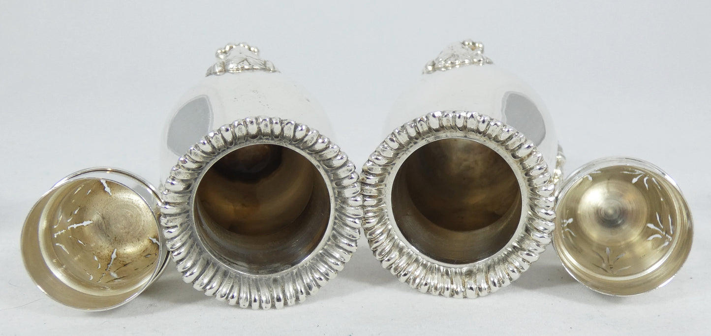 Antique Vintage 1950 6pc Sterling Silver Cruet Set Lion Paw Feet Salt Cellar Pot