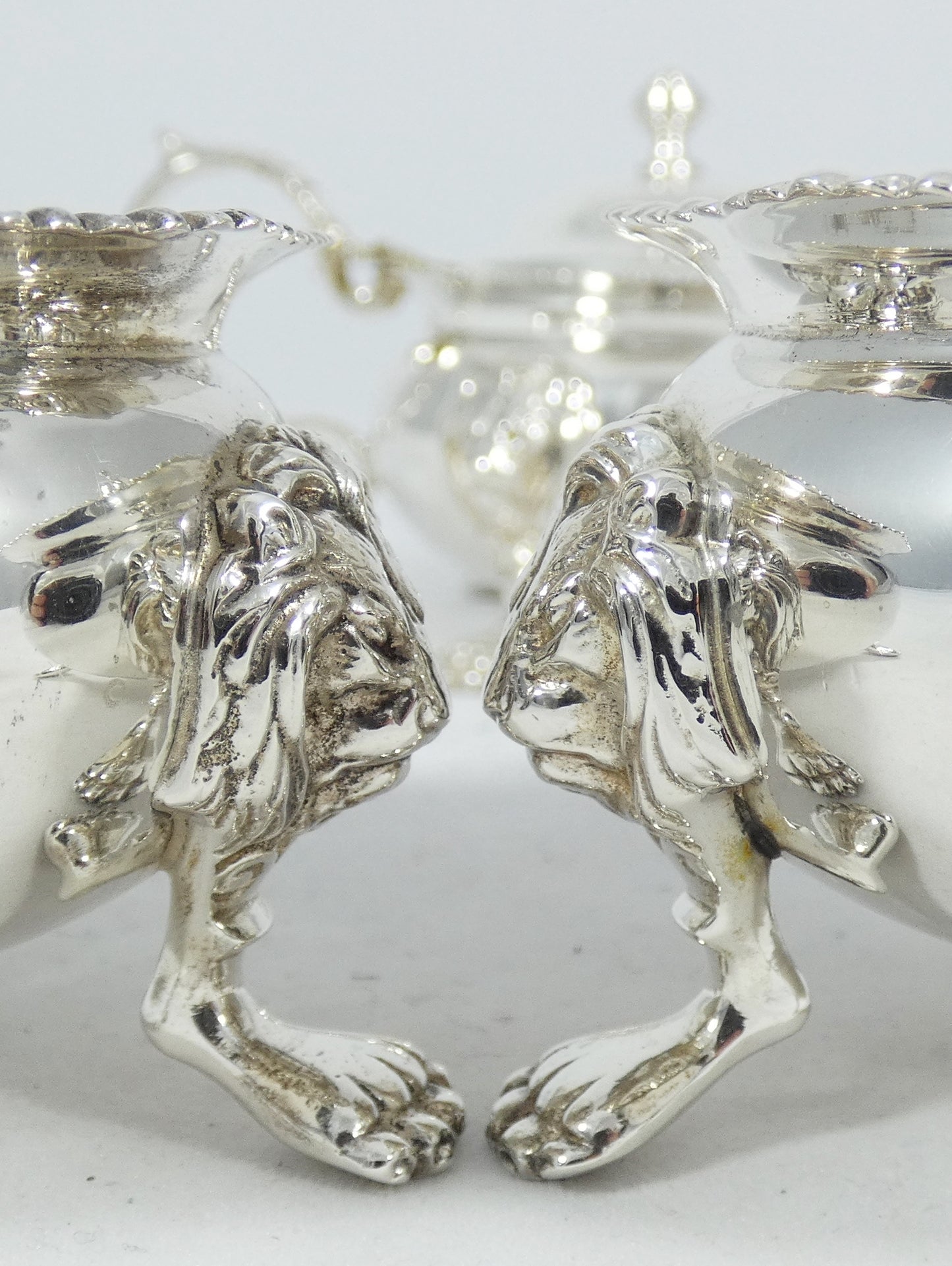 Antique Vintage 1950 6pc Sterling Silver Cruet Set Lion Paw Feet Salt Cellar Pot