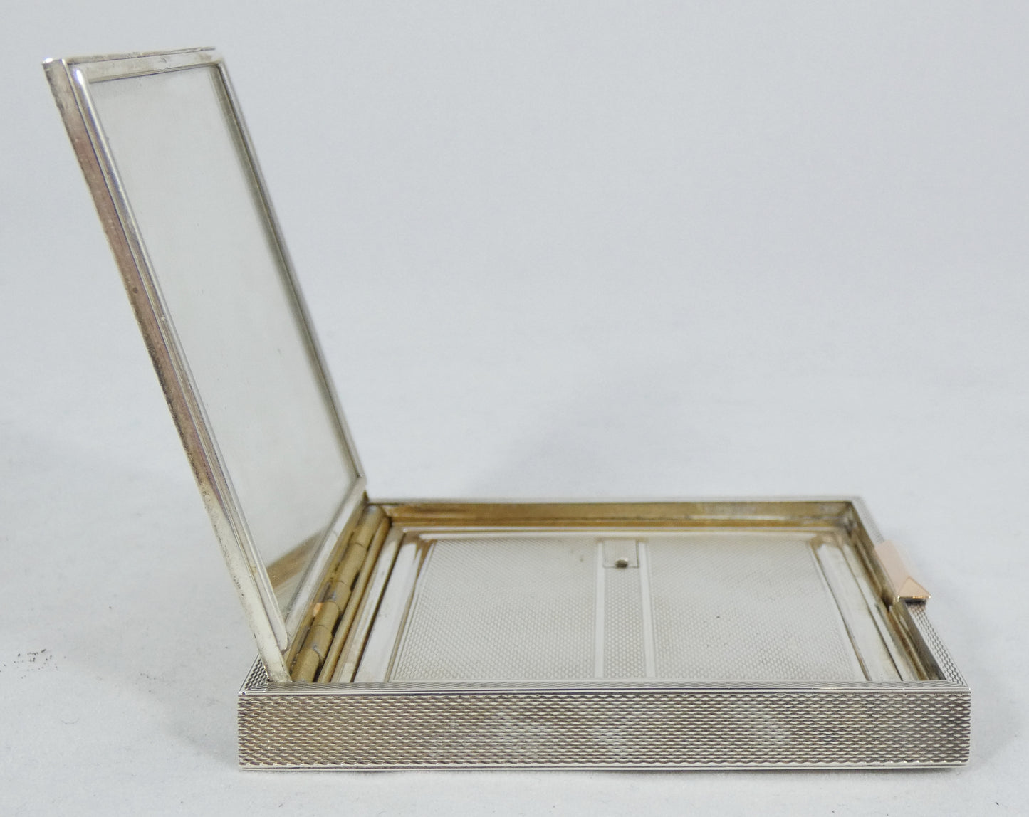 Antique Art Deco 1949 Heavy Sterling Silver Cased Ladies Powder Compact Mirror