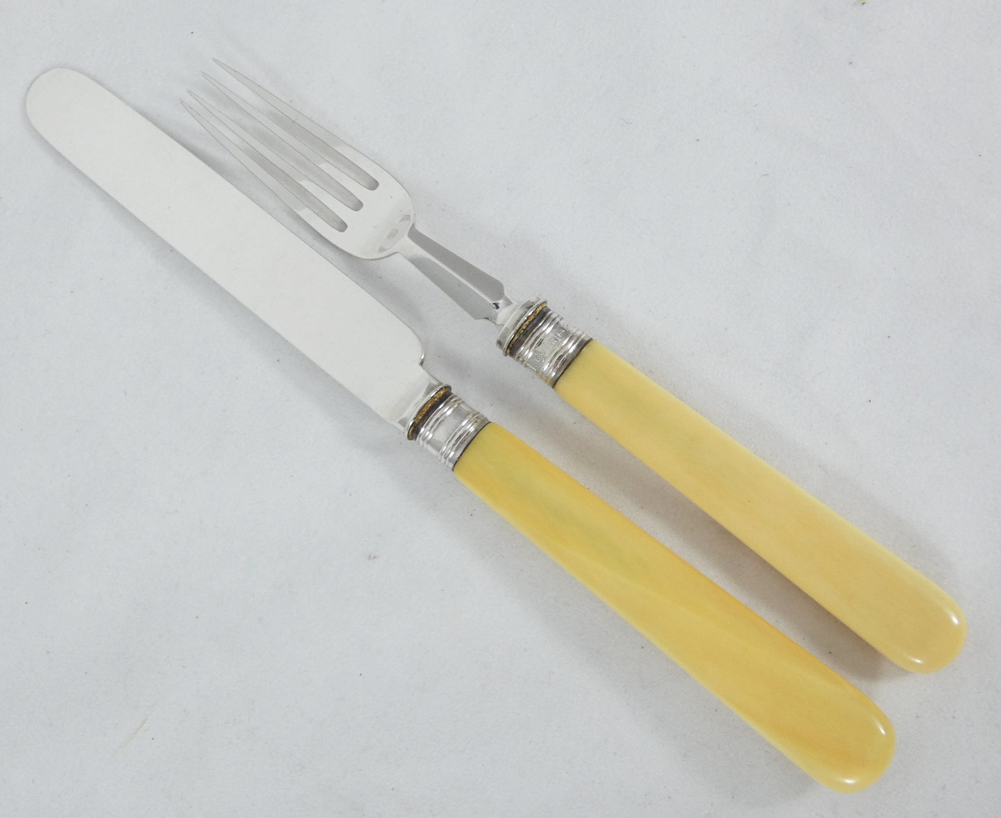 Antique Edwardian 1905 11pc Sterling Silver Fruit Dessert Cutlery Set Knife Fork