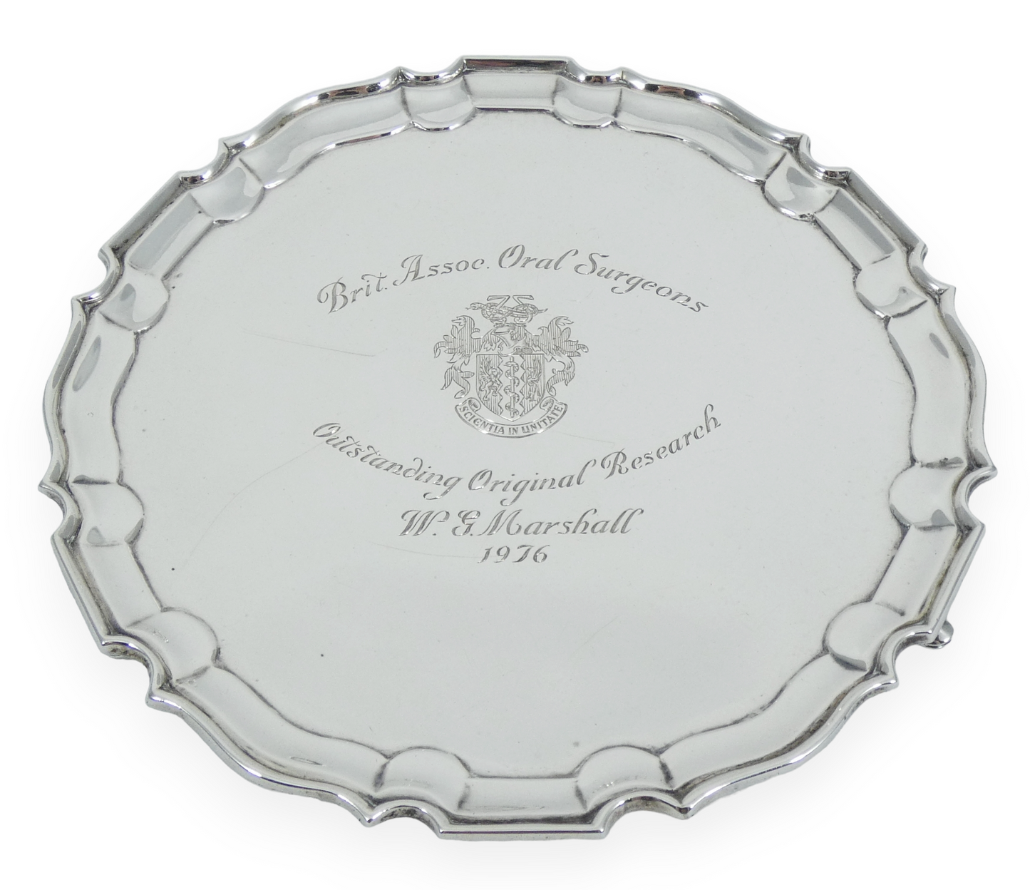 Antique Art Deco 1920 20.5cm 8" Sterling Silver Salver Tray Presentation Plate