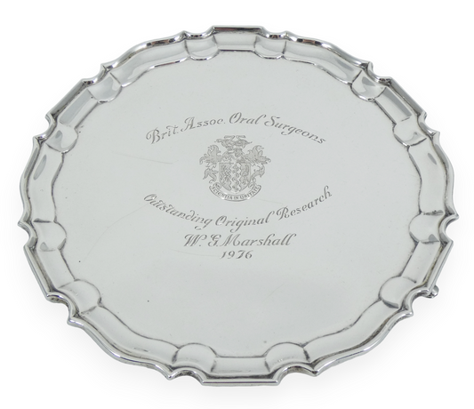 Antique Art Deco 1920 20.5cm 8" Sterling Silver Salver Tray Presentation Plate