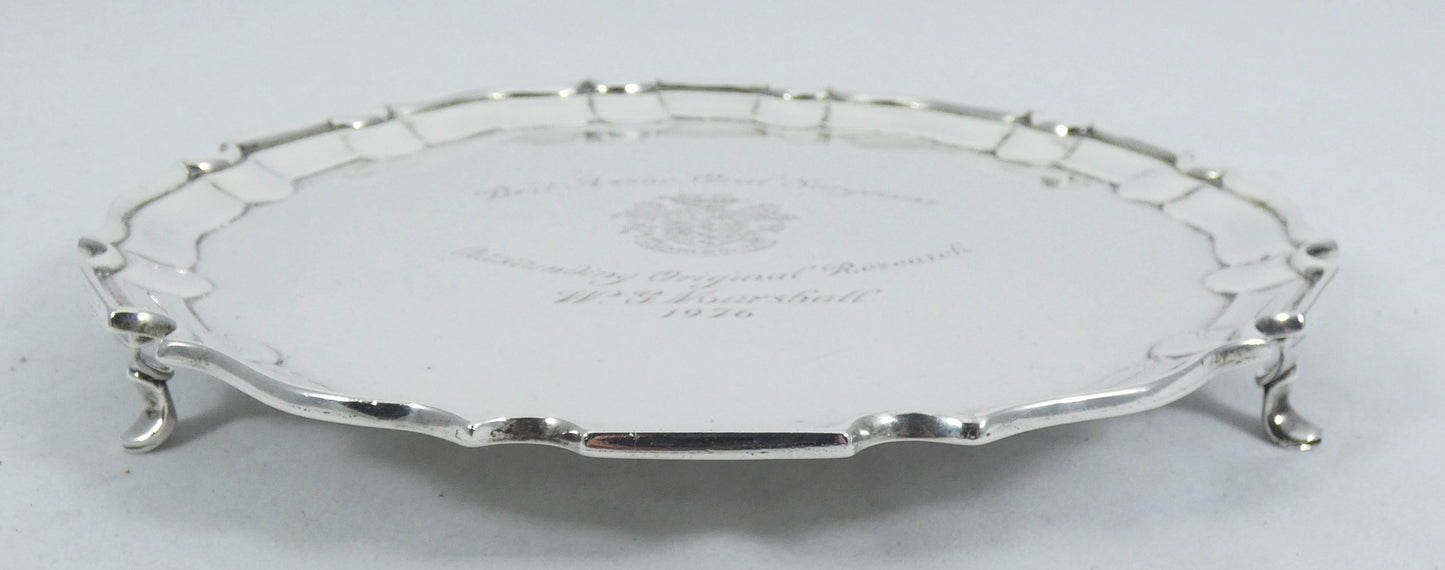 Antique Art Deco 1920 20.5cm 8" Sterling Silver Salver Tray Presentation Plate