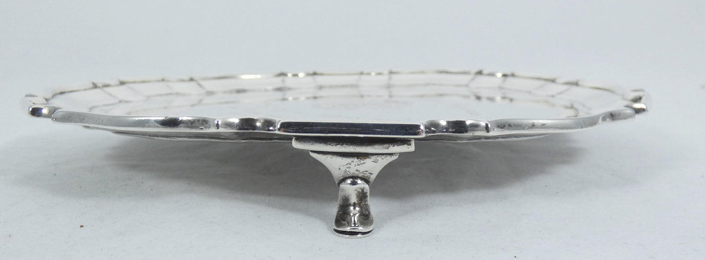 Antique Art Deco 1920 20.5cm 8" Sterling Silver Salver Tray Presentation Plate