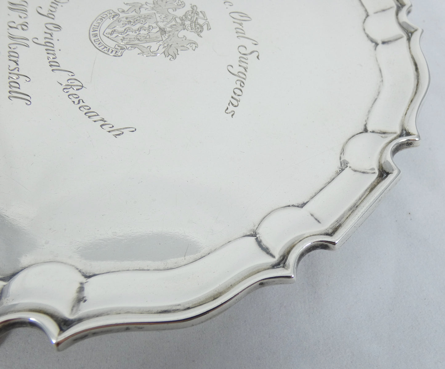 Antique Art Deco 1920 20.5cm 8" Sterling Silver Salver Tray Presentation Plate