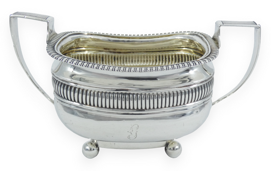 Antique Georgian 1817 Large Sterling Silver Sugar Slop Bowl Fluted Footed Terrey