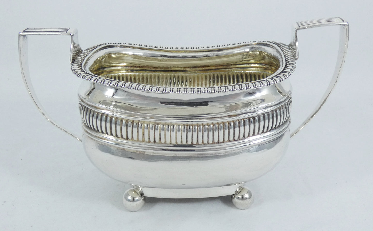 Antique Georgian 1817 Large Sterling Silver Sugar Slop Bowl Fluted Footed Terrey