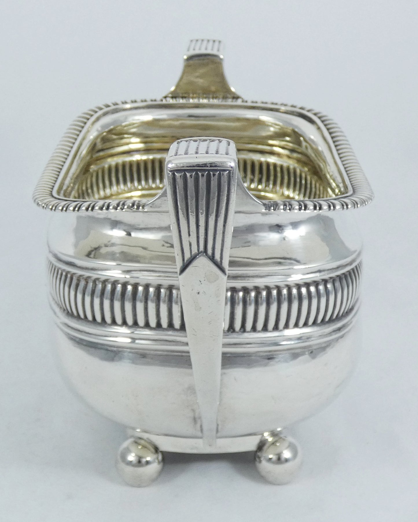 Antique Georgian 1817 Large Sterling Silver Sugar Slop Bowl Fluted Footed Terrey