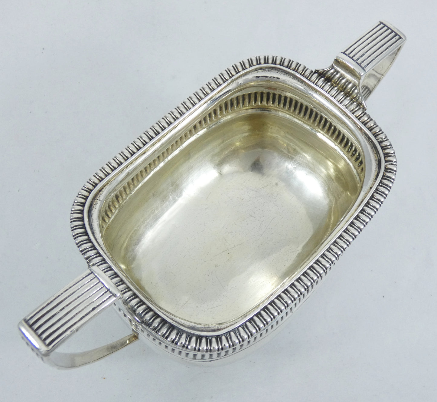 Antique Georgian 1817 Large Sterling Silver Sugar Slop Bowl Fluted Footed Terrey