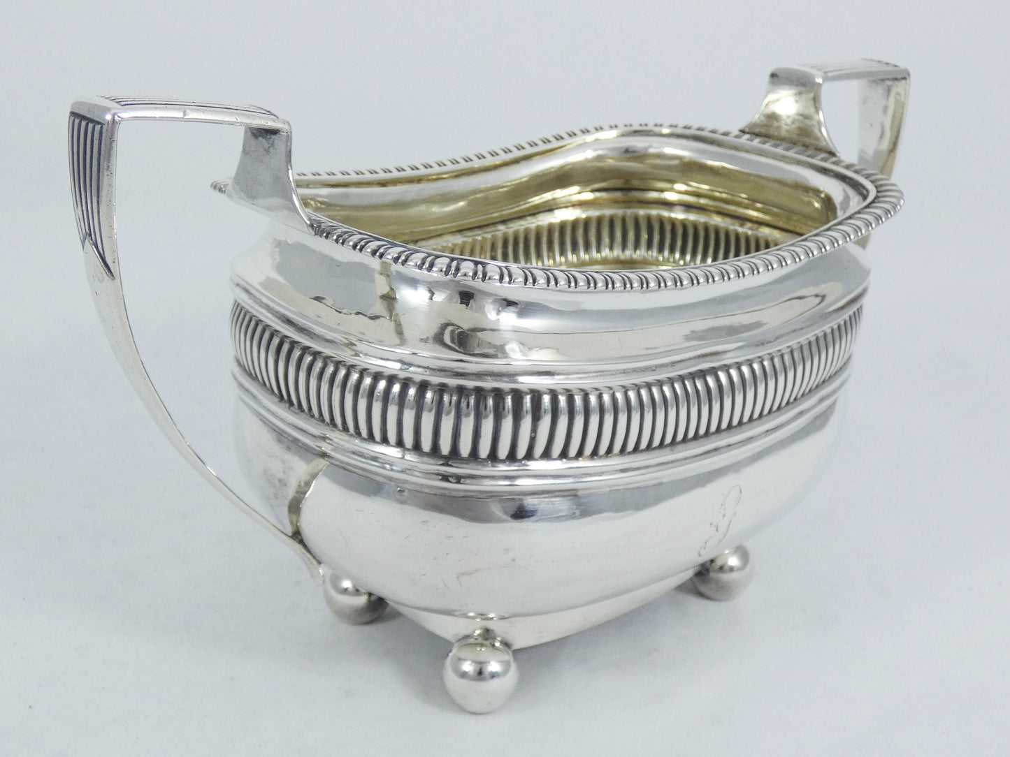 Antique Georgian 1817 Large Sterling Silver Sugar Slop Bowl Fluted Footed Terrey
