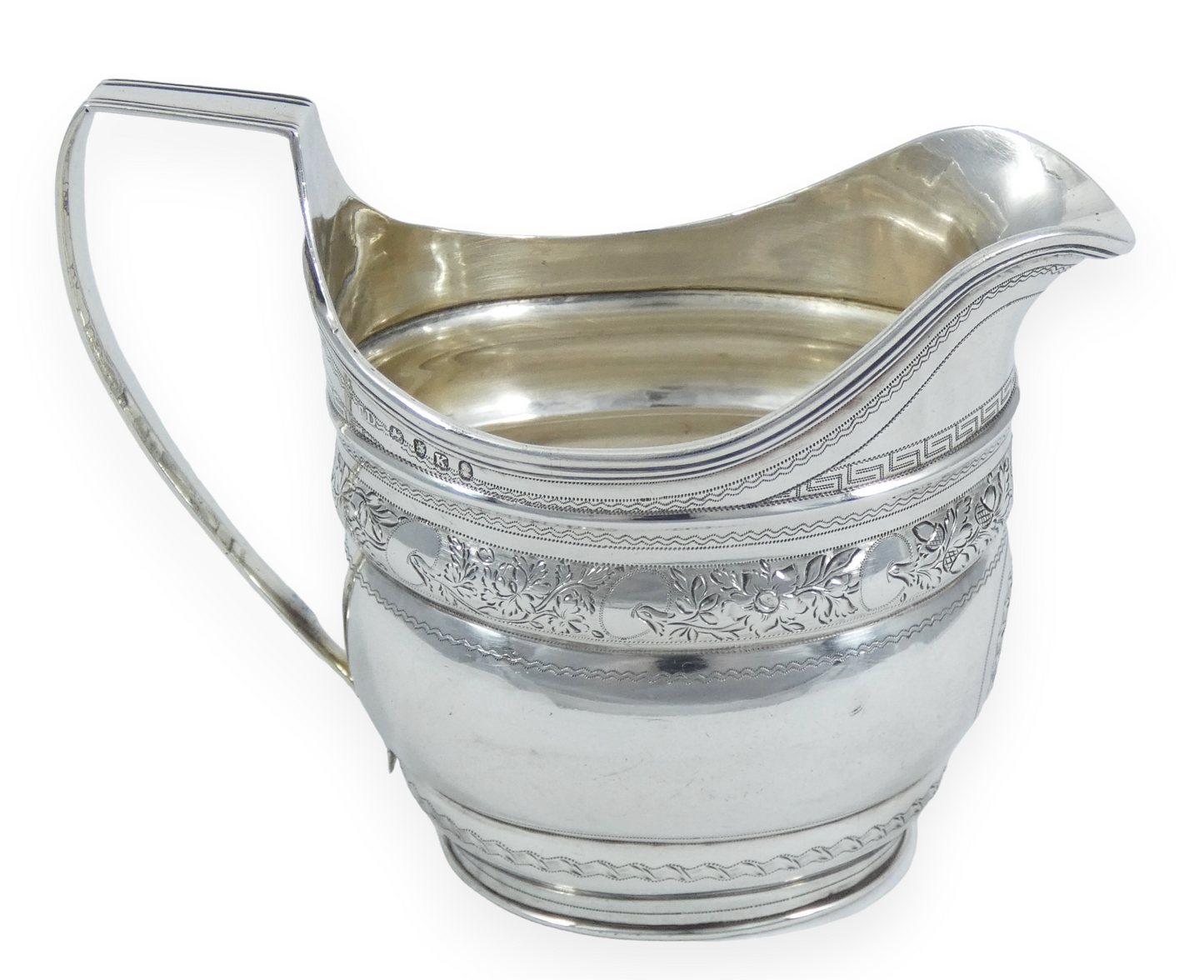 Antique Georgian 1805 Sterling Silver Sugar Milk Jug Creamer Bright Cut T Dicks