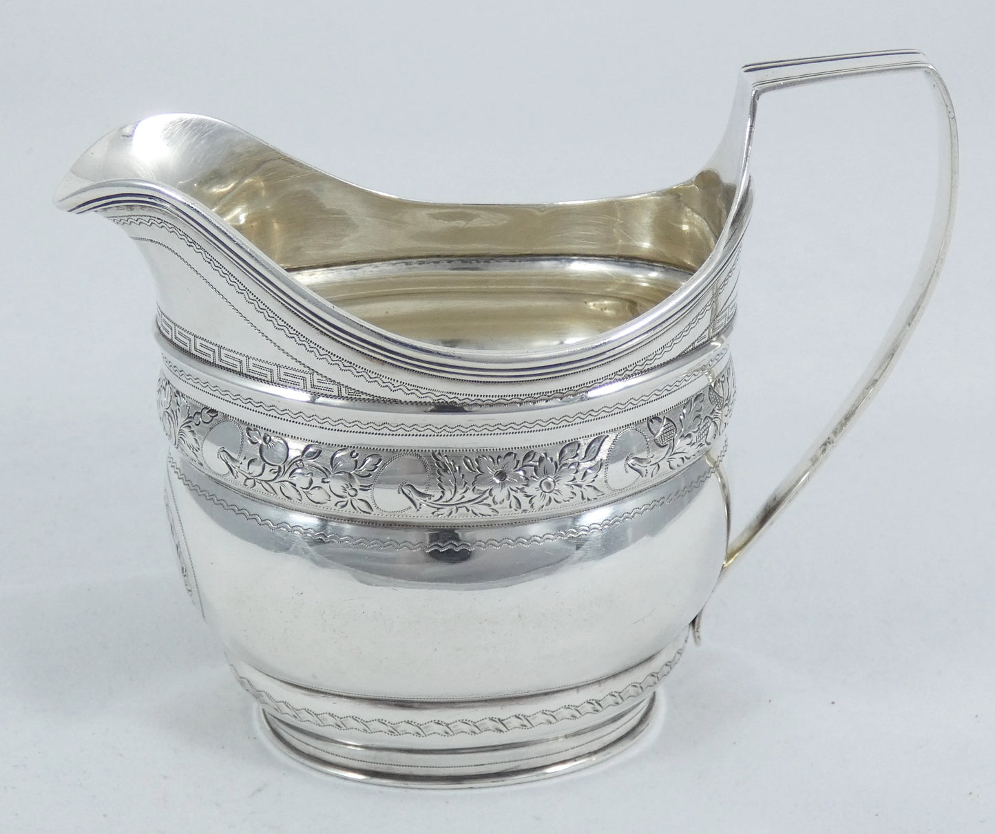 Antique Georgian 1805 Sterling Silver Sugar Milk Jug Creamer Bright Cut T Dicks
