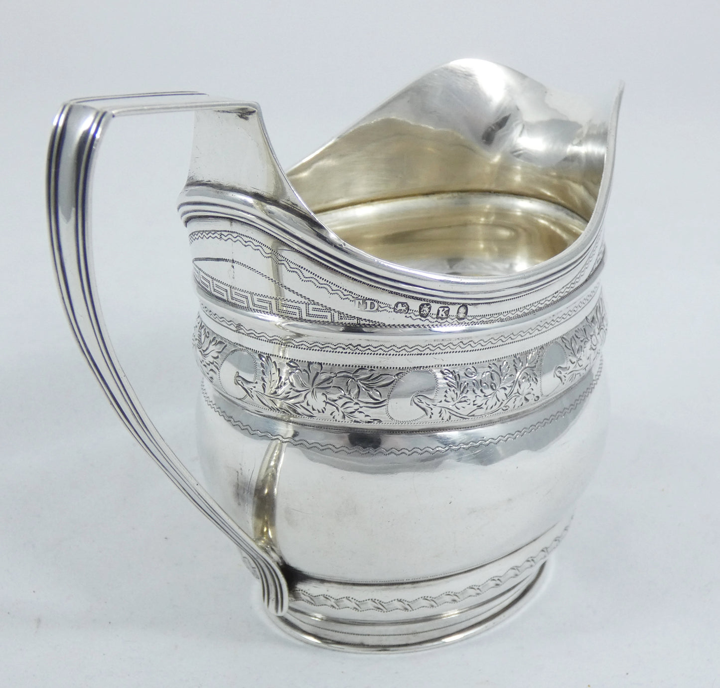 Antique Georgian 1805 Sterling Silver Sugar Milk Jug Creamer Bright Cut T Dicks