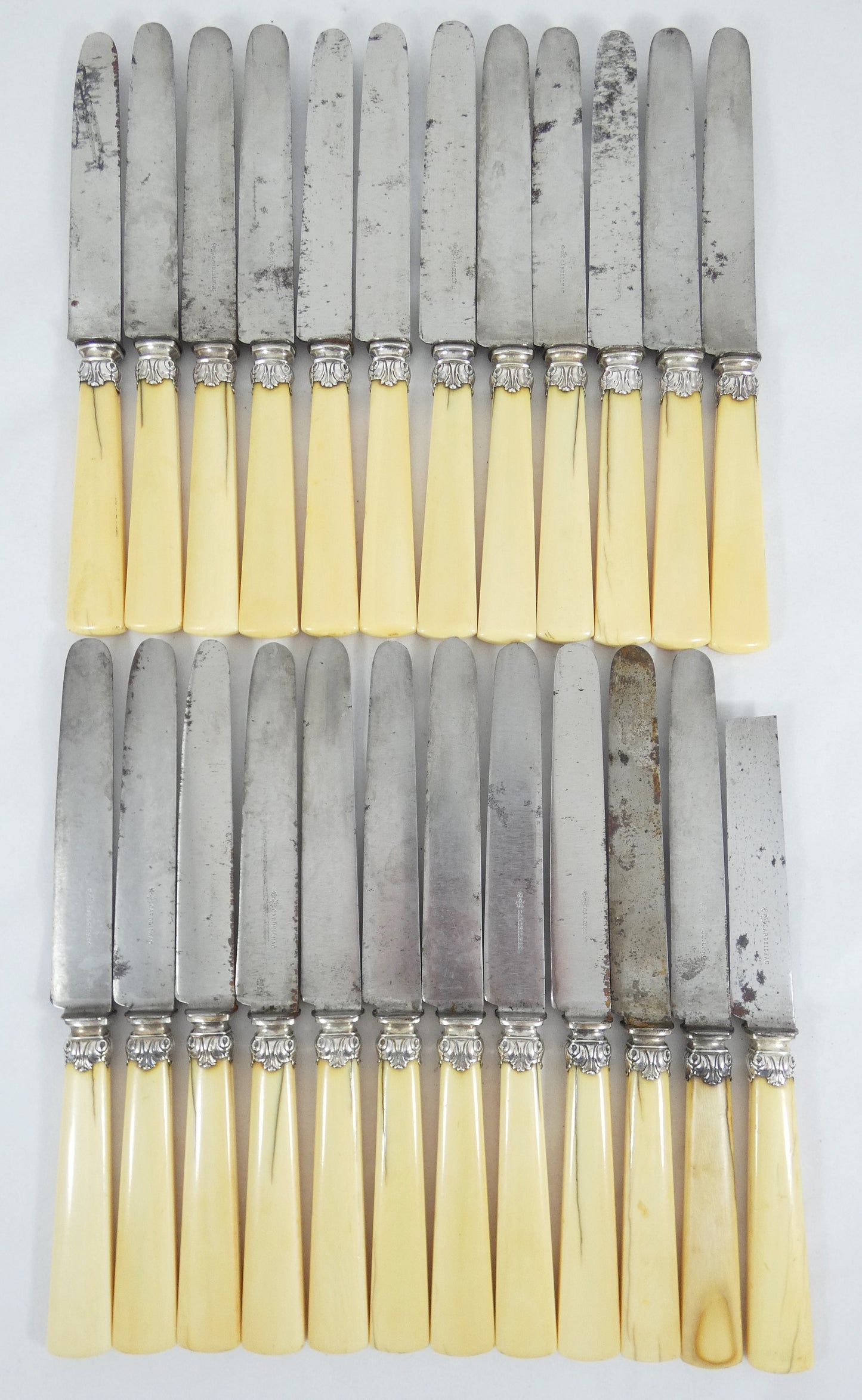 Antique 88pc Buchler Swiss Solid 800 Silver Large Boxed Cutlery Set Knife Fork