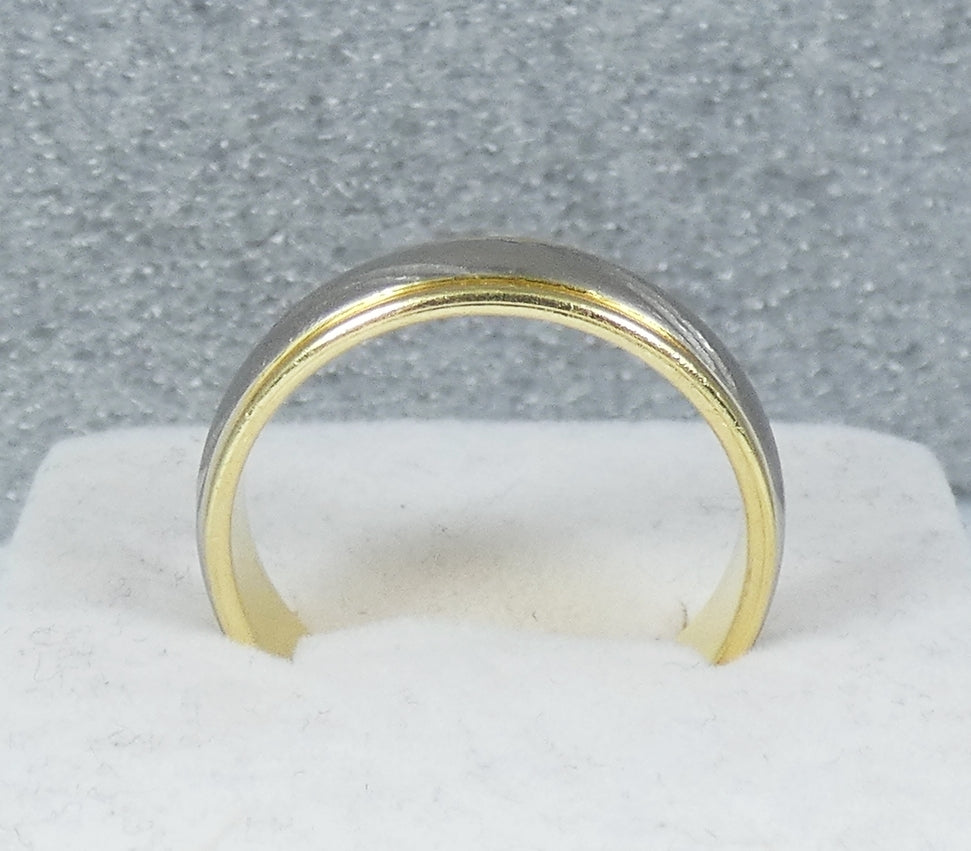 Vintage Heavy 9gm Mens 18ct Yellow & White Gold Wedding Band Ring Size 11 V 64