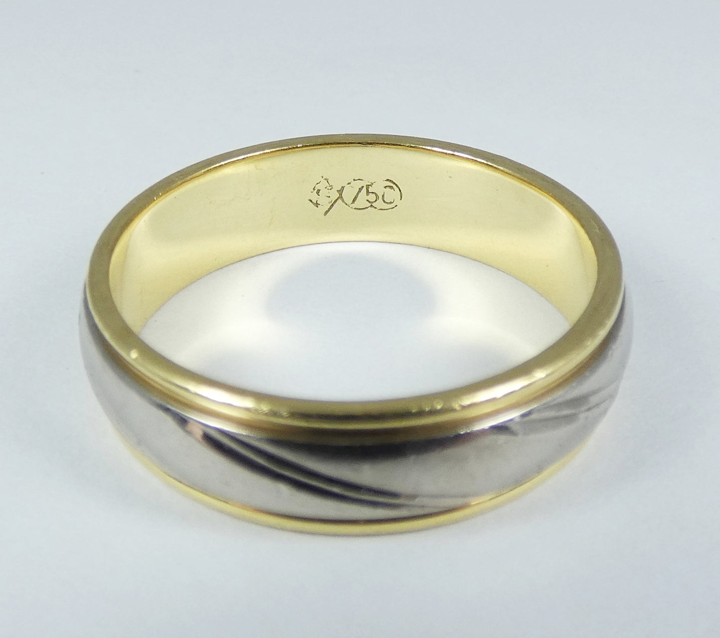 Vintage Heavy 9gm Mens 18ct Yellow & White Gold Wedding Band Ring Size 11 V 64