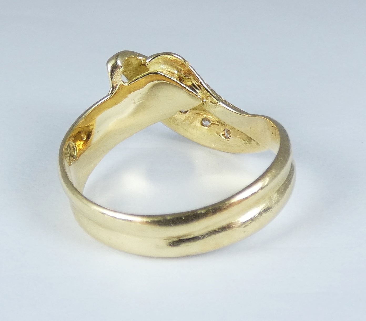 Modern Solid 18ct Yellow Gold 0.15ct Diamond Leaf Dress Ring Size 7.5 O 55 750