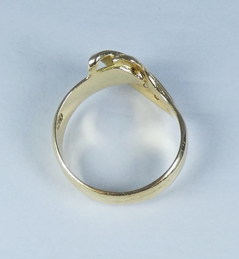 Modern Solid 18ct Yellow Gold 0.15ct Diamond Leaf Dress Ring Size 7.5 O 55 750