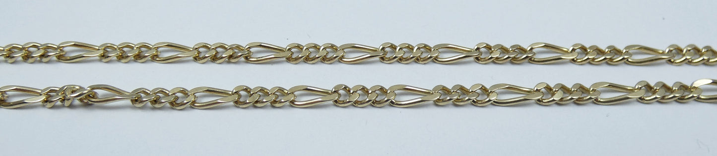 Good Solid 9ct Yellow Gold 2.5mm Figaro Link 53cm 21" Necklace Chain 375 8.48gm