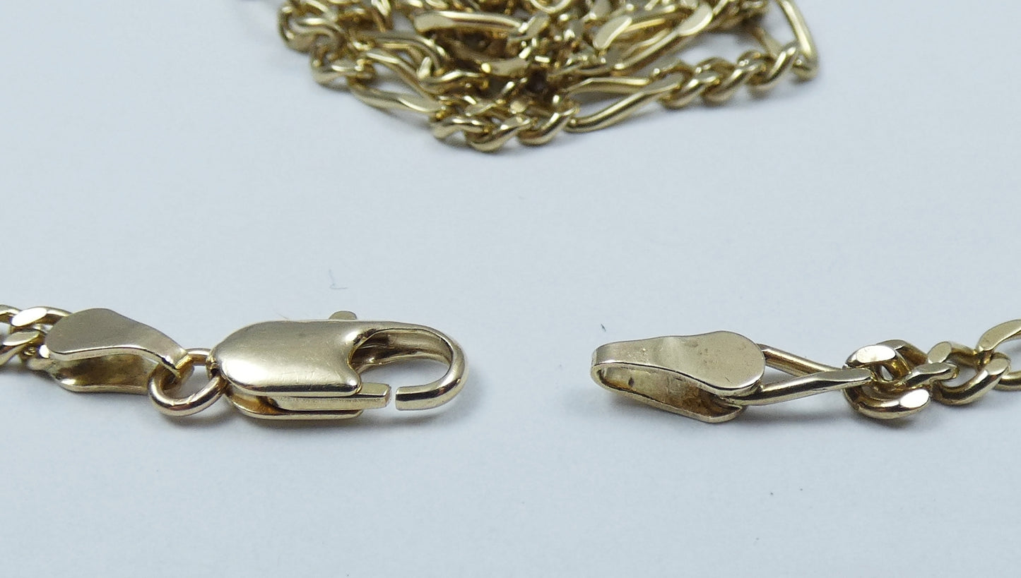 Good Solid 9ct Yellow Gold 2.5mm Figaro Link 53cm 21" Necklace Chain 375 8.48gm
