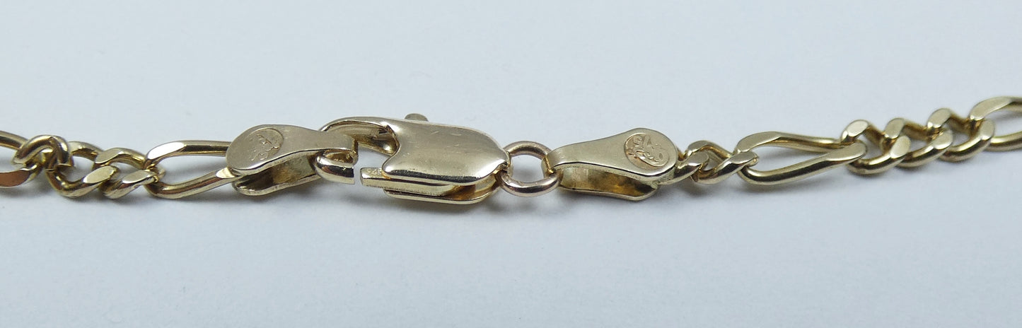 Good Solid 9ct Yellow Gold 2.5mm Figaro Link 53cm 21" Necklace Chain 375 8.48gm