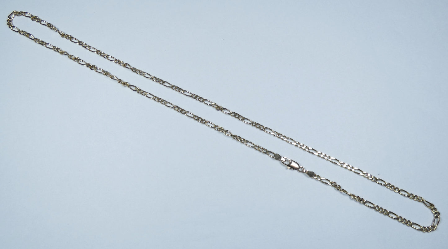 Good Solid 9ct Yellow Gold 2.5mm Figaro Link 53cm 21" Necklace Chain 375 8.48gm