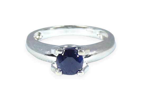 Vintage 18ct White Gold 0.54ct Natural Blue Sapphire Solitaire Ring Size 6 L 51