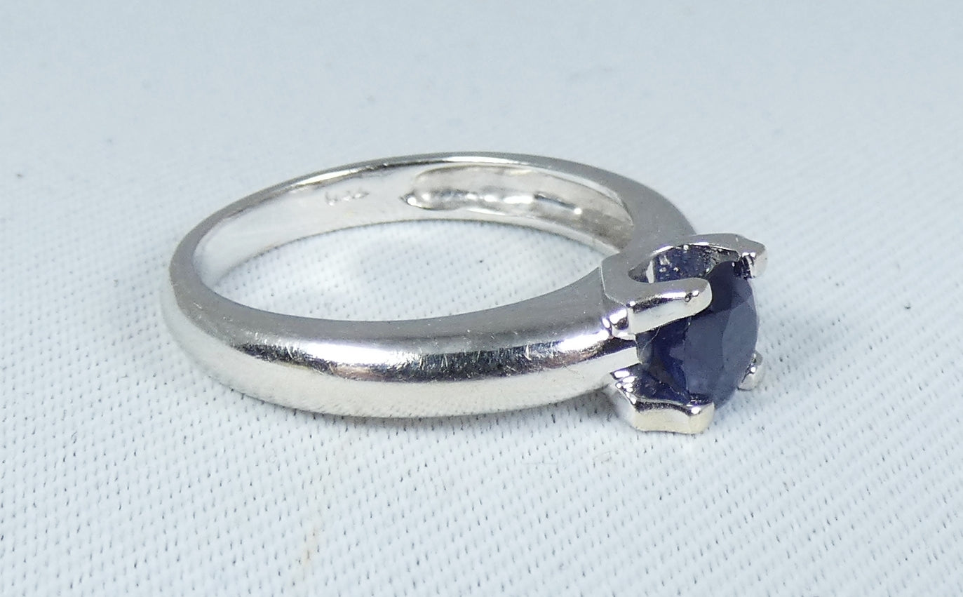Vintage 18ct White Gold 0.54ct Natural Blue Sapphire Solitaire Ring Size 6 L 51