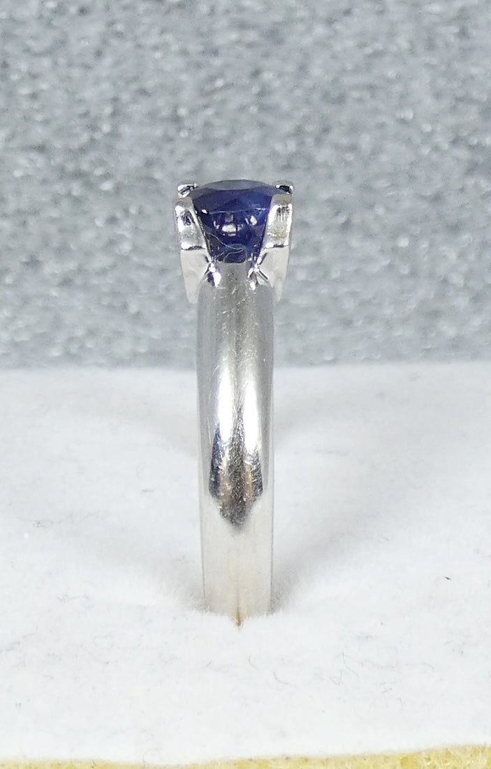 Vintage 18ct White Gold 0.54ct Natural Blue Sapphire Solitaire Ring Size 6 L 51