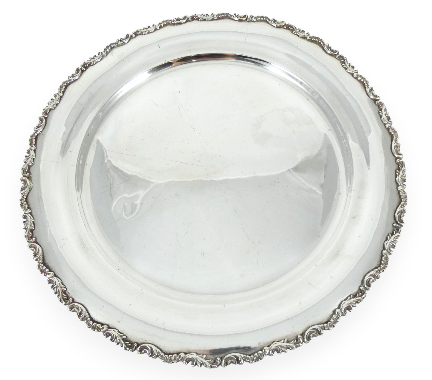 Antique 1945 Egyptian Solid 900 Sterling Silver 29.5cm 11.5" Tray Salver Plate