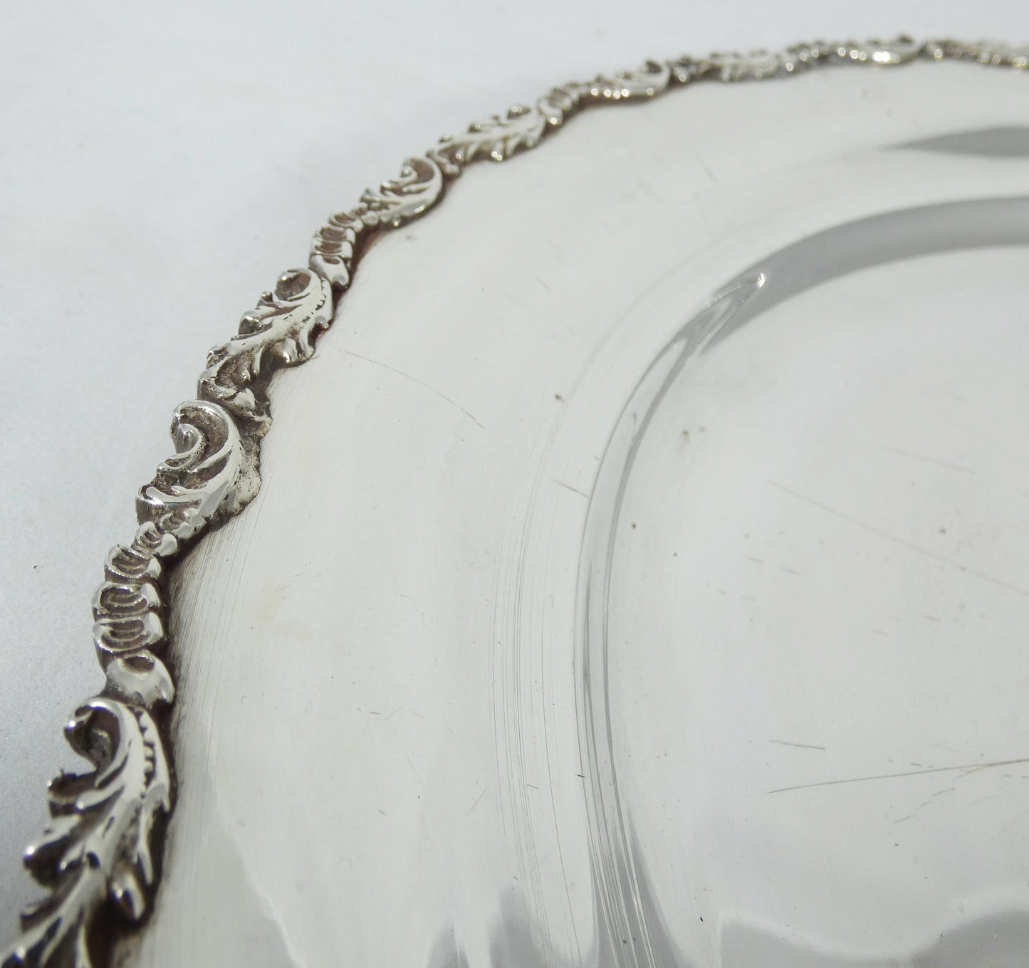 Antique 1945 Egyptian Solid 900 Sterling Silver 29.5cm 11.5" Tray Salver Plate