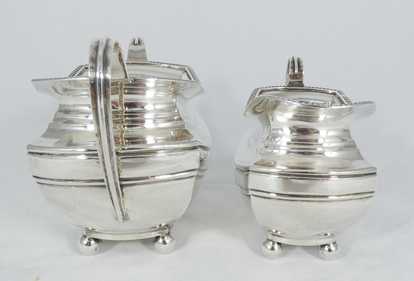 Antique Edwardian 1907 Sterling Silver 2pc Milk Jug Creamer Sugar Bowl Tea Set