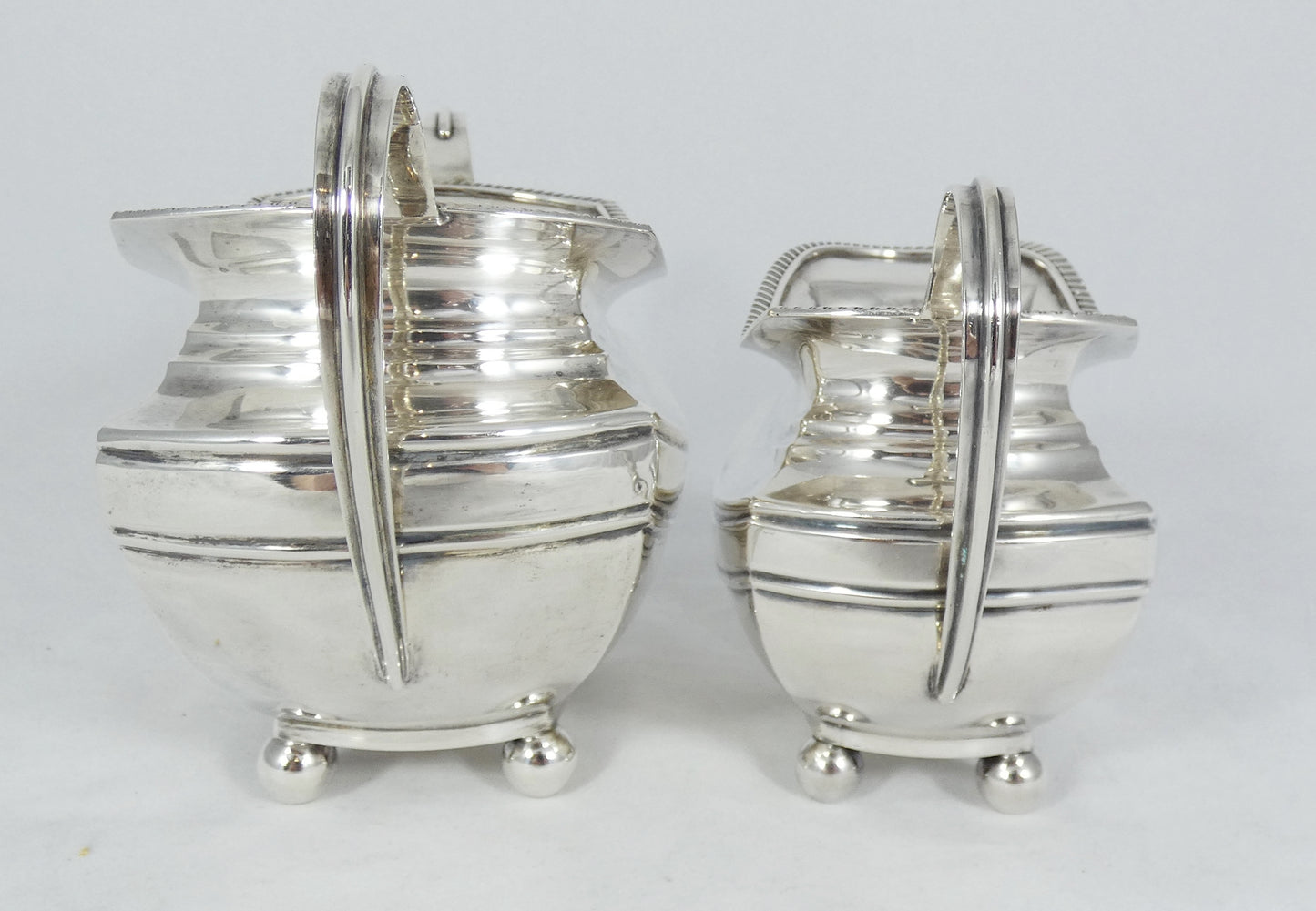 Antique Edwardian 1907 Sterling Silver 2pc Milk Jug Creamer Sugar Bowl Tea Set