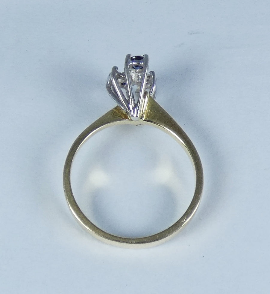 Vintage 18ct Yellow Gold Blue Sapphire & Diamond Cluster Dress Ring Size 6 L 51