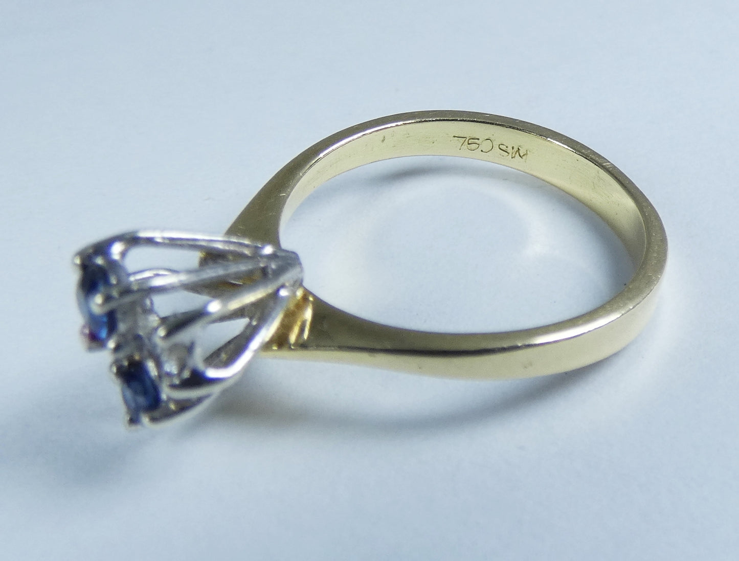 Vintage 18ct Yellow Gold Blue Sapphire & Diamond Cluster Dress Ring Size 6 L 51